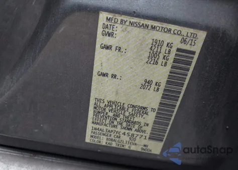 2015 Nissan Altima 2.5 S from USA, damaged, VIN 1N4AL3AP7FC458771